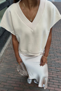 Barcelona Korte Mouwen Sweater - Crème