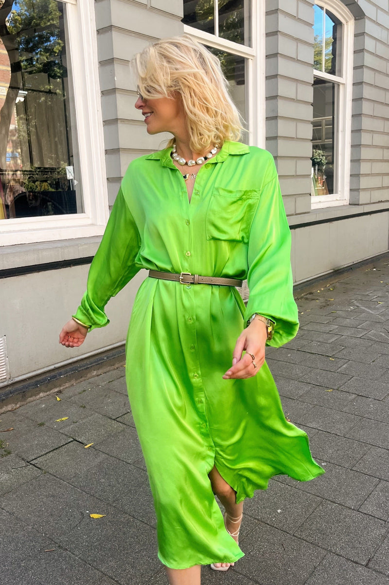 Gina Shirt Dress - Bright Green