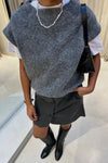 Ballon Hairy Knit Top - Grijs