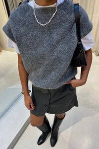 Ballon Hairy Knit Top - Grijs