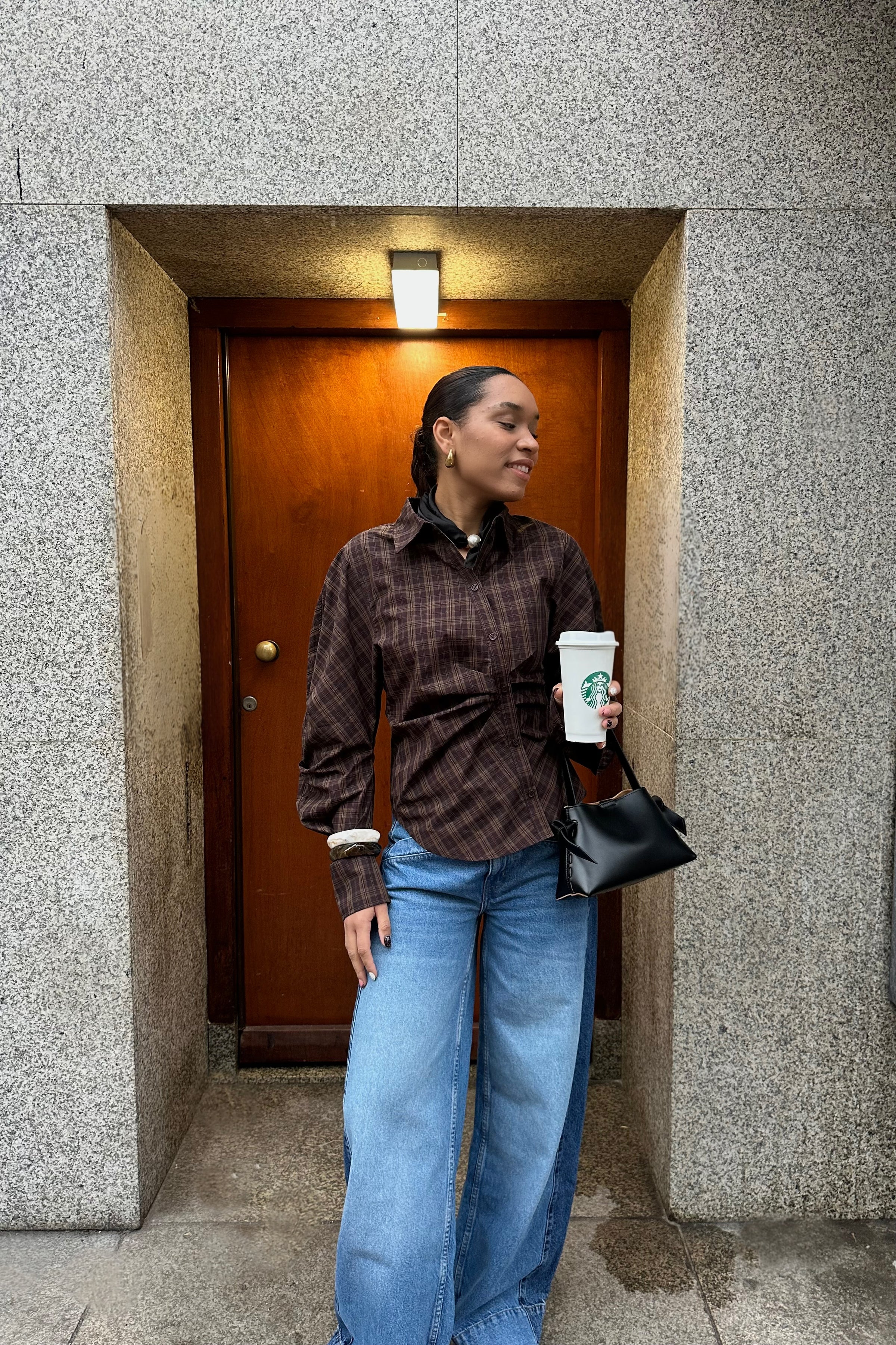 Neoella Check Blouse - Bruin