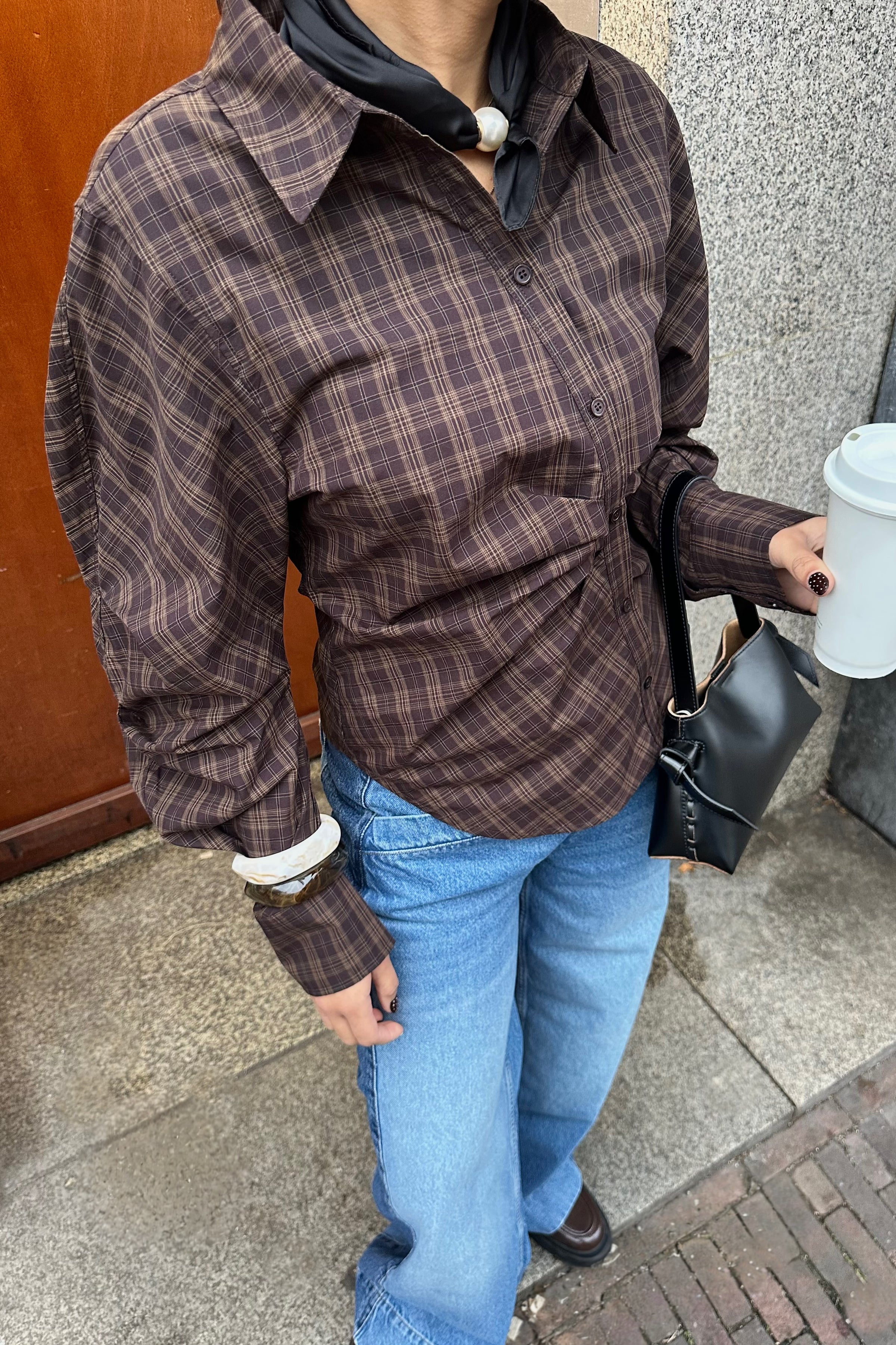 Neoella Check Blouse - Bruin