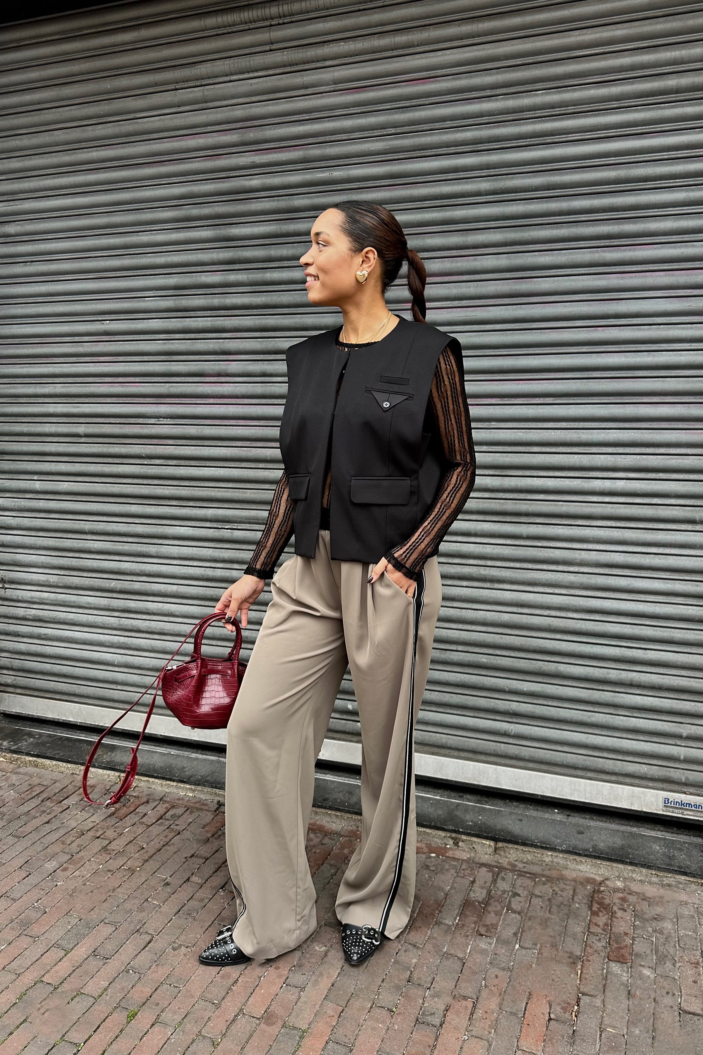 AminaCC Split Pantalon - Grijsbruin