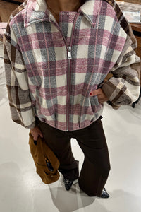 YASRuby Geruite Bomber Jas - Creme