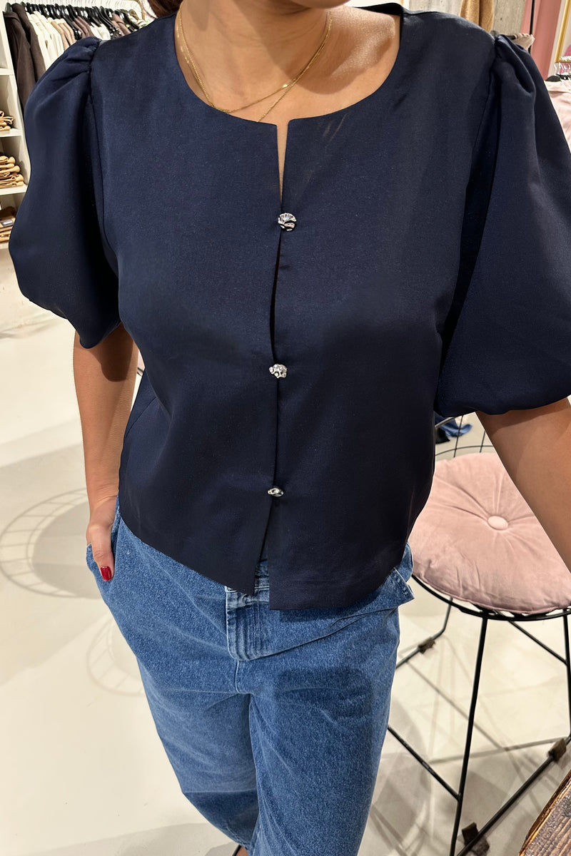 Aisa Satijnen Blouse - Navy