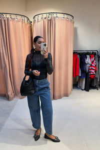 Fiore Geruite Longsleeve Top - Groen