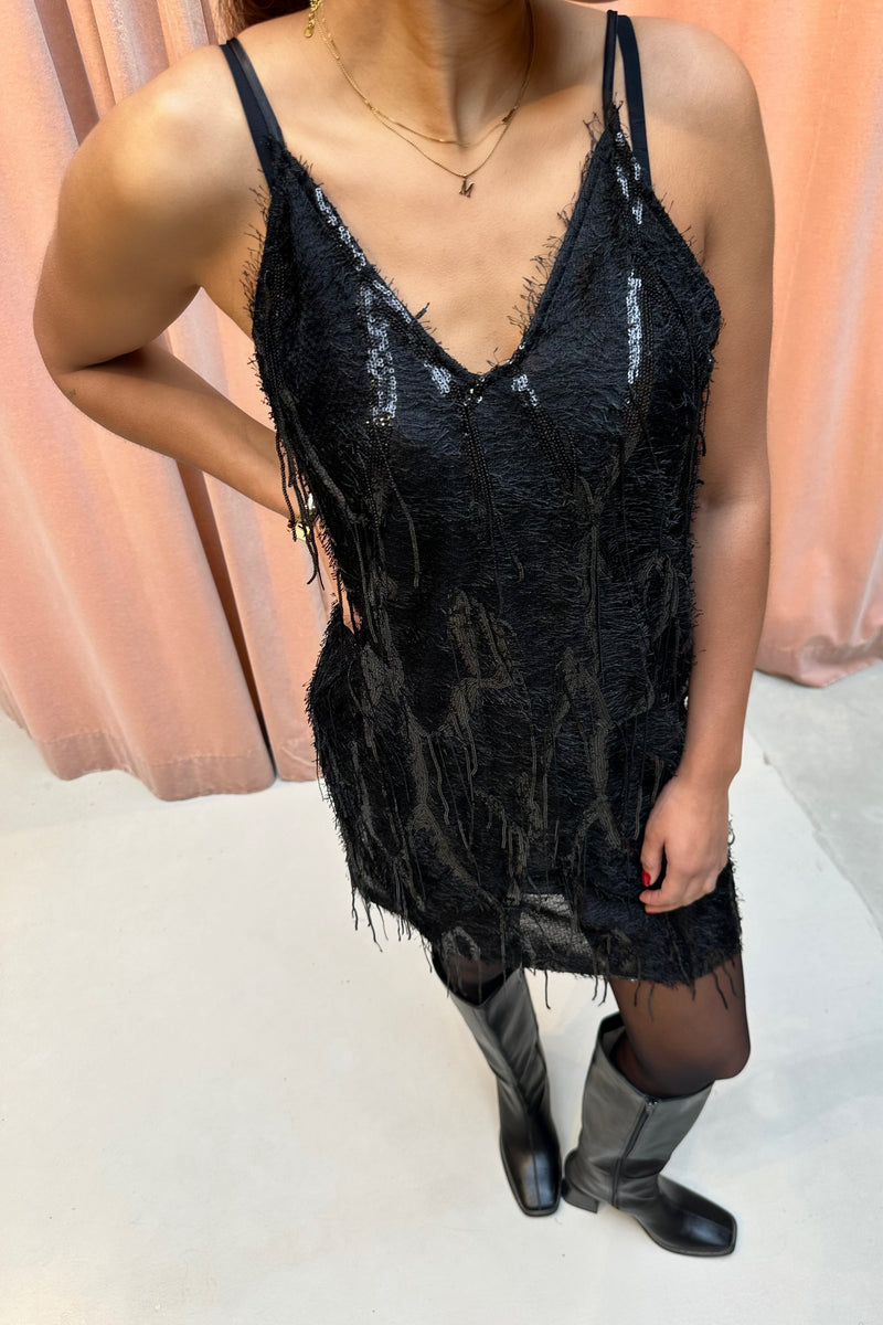 SillaCC Sequin Strap Jurk - Zwart