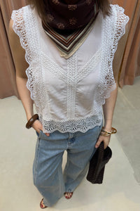Samia Kanten Top - Wit