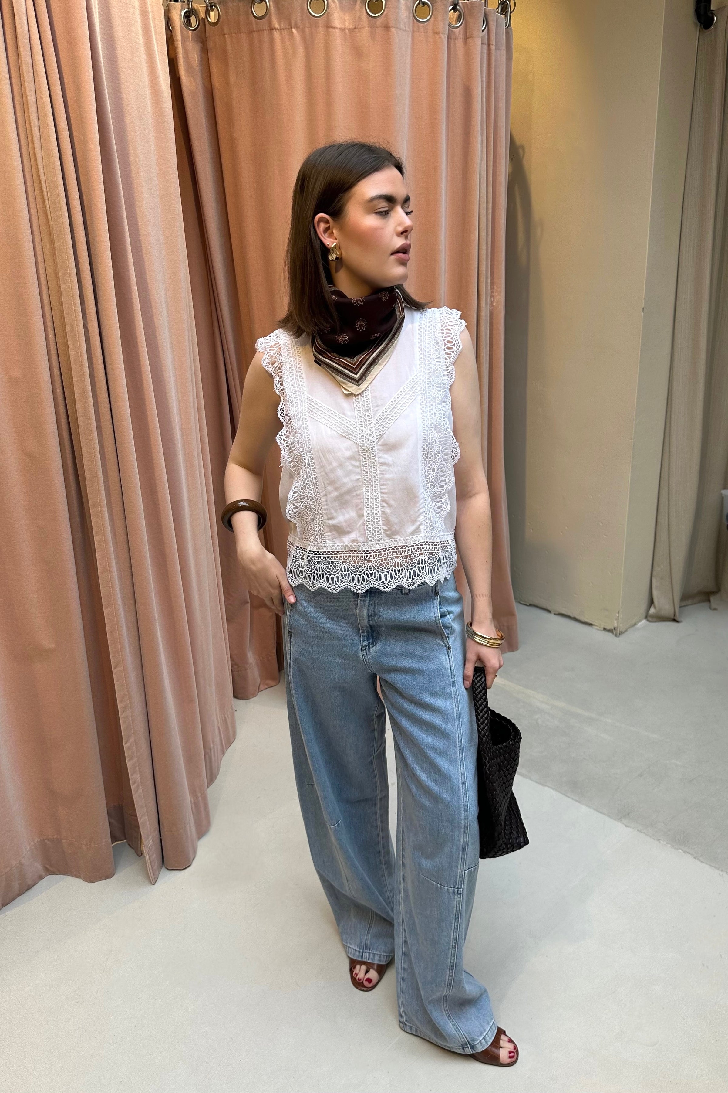 Samia Kanten Top - Wit