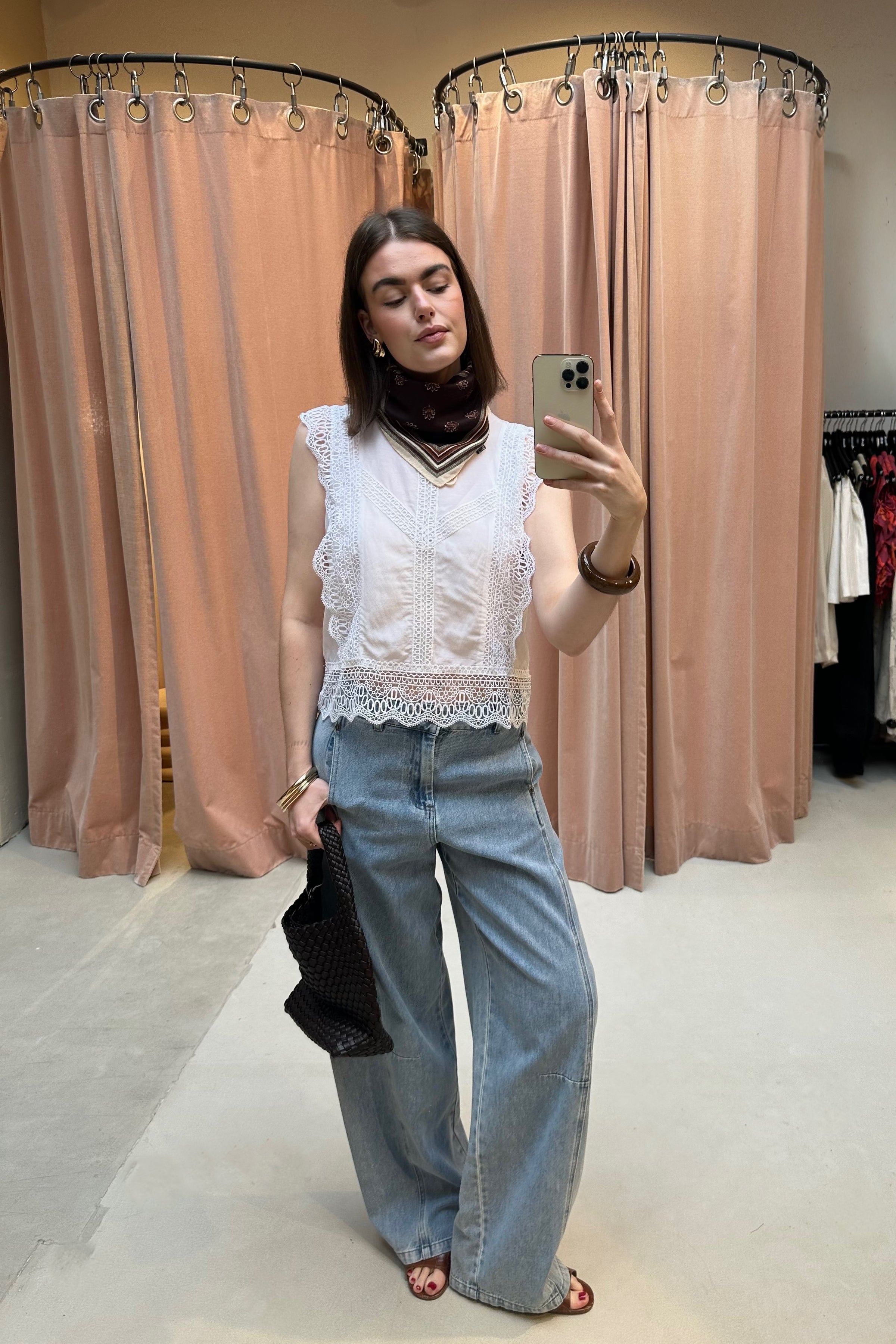 Samia Kanten Top - Wit