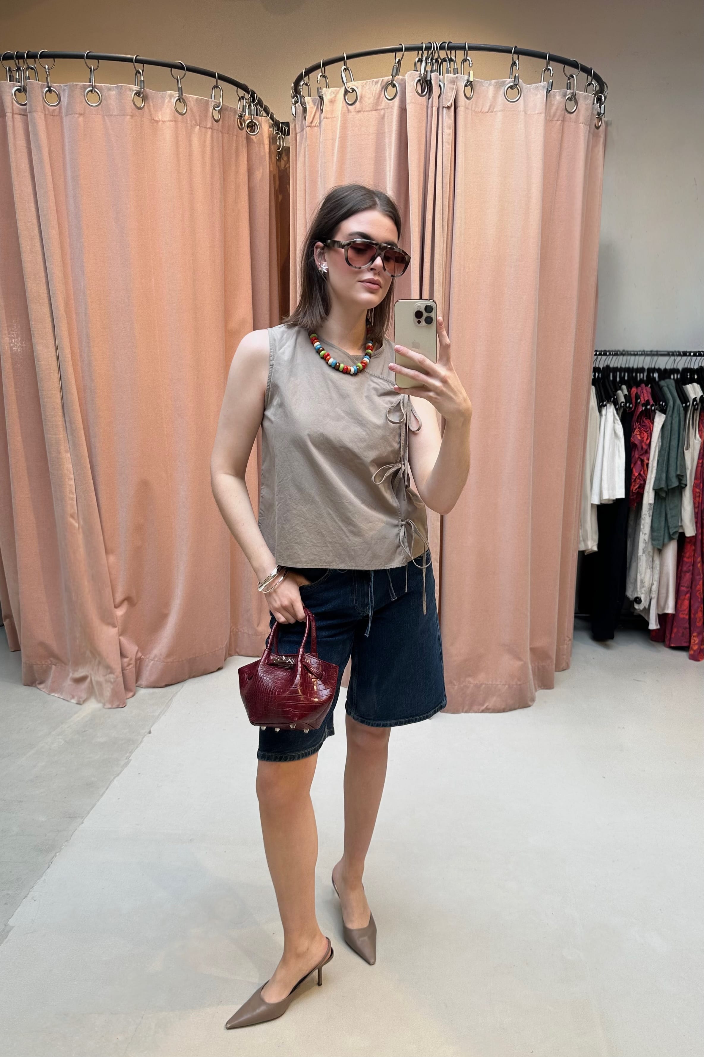 Lasa Poplin Top - Taupe