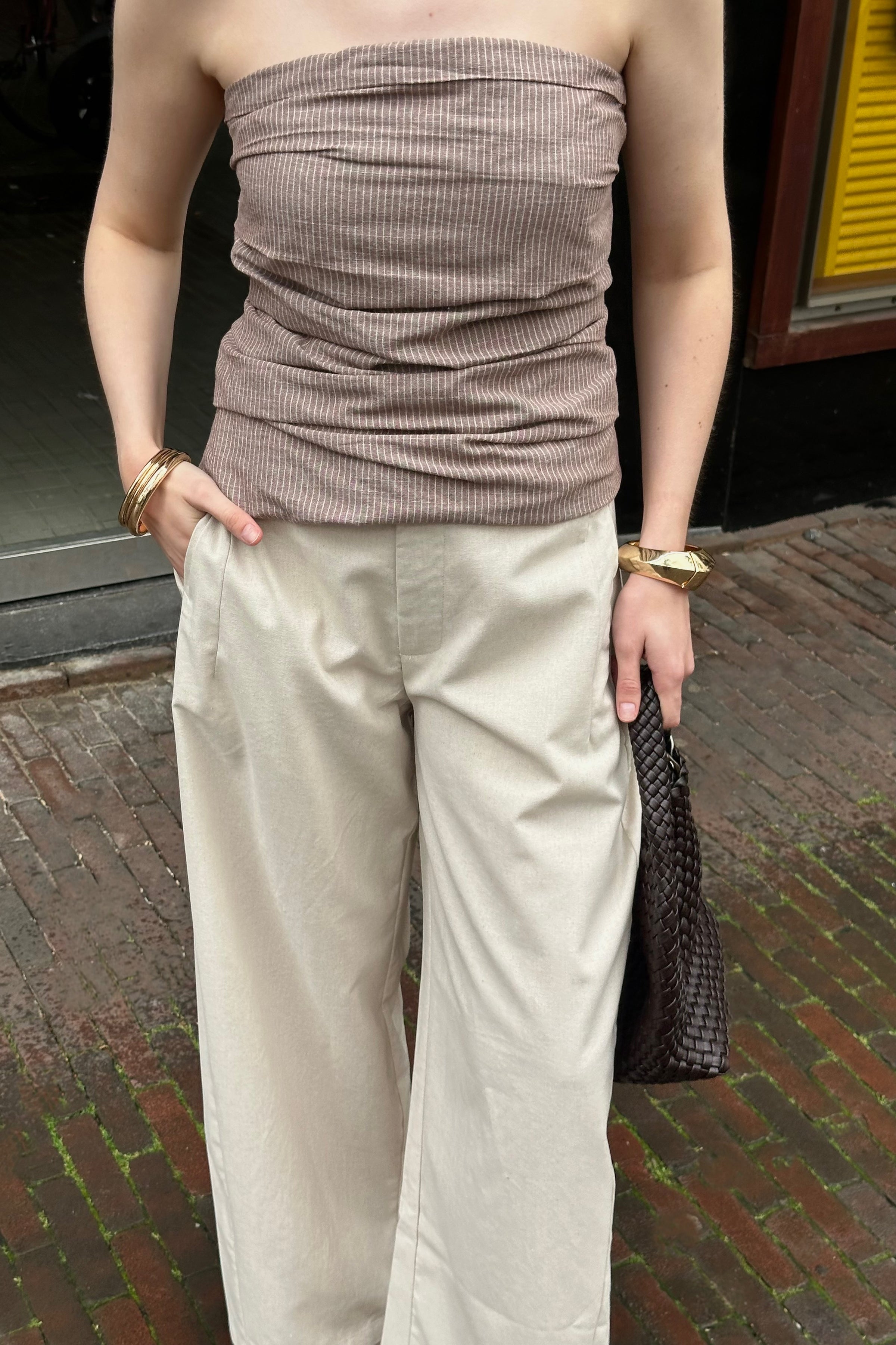Essiall Linnen Pantalon - Creme