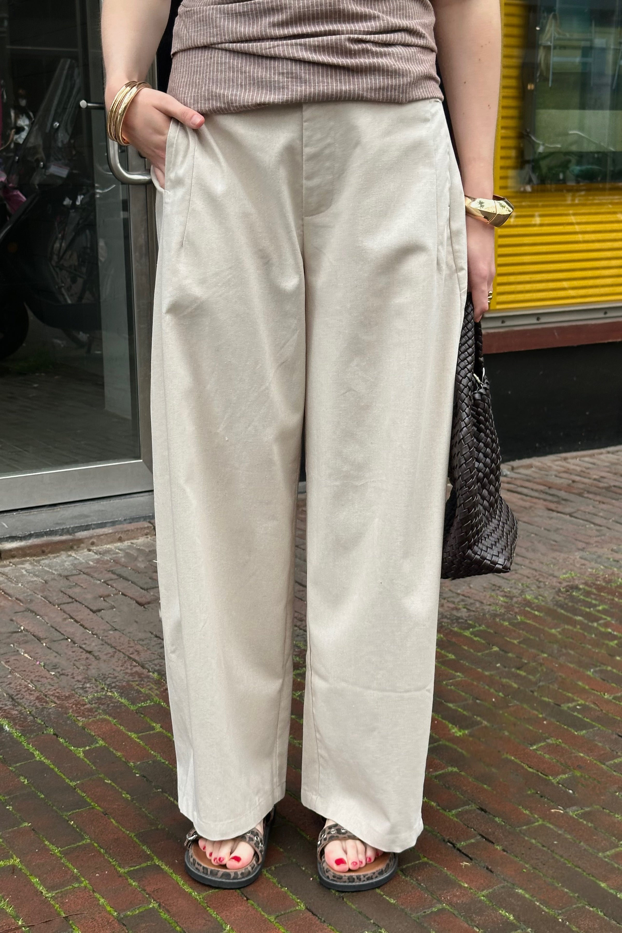 Essiall Linnen Pantalon - Creme