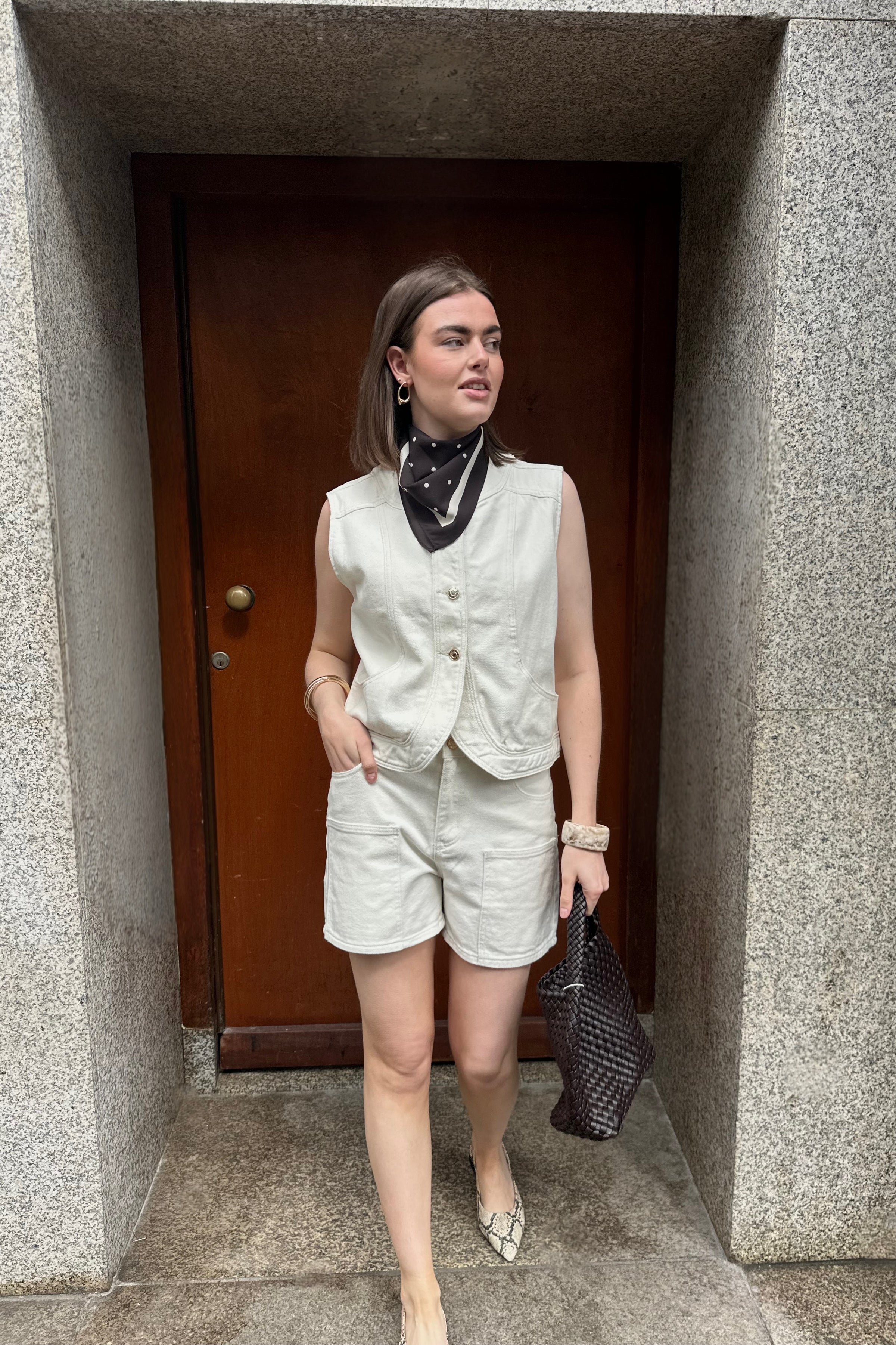 Riki Denim Gilet - Ecru