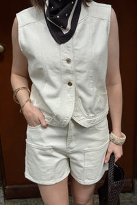 Riki Denim Short - Ecru