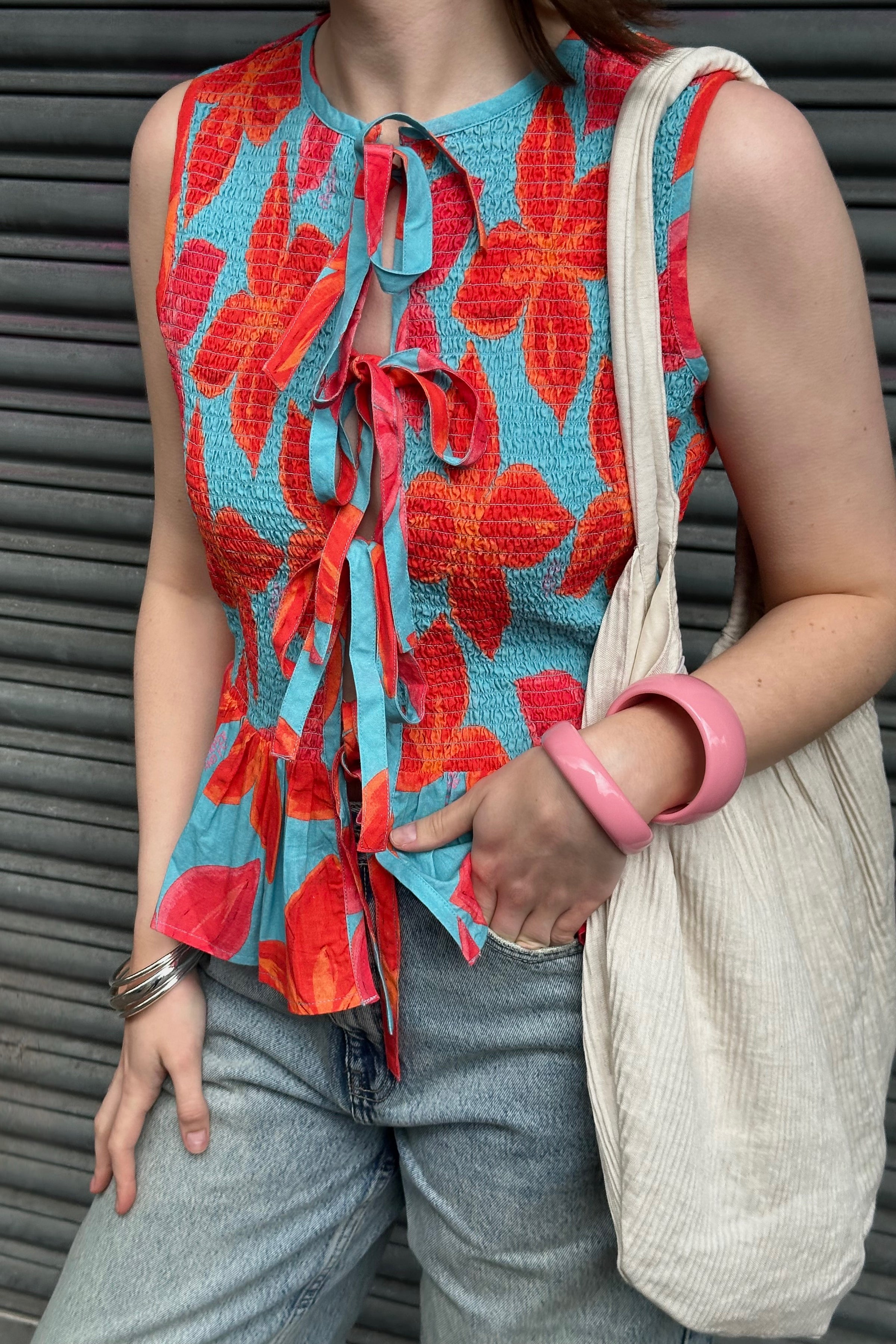Cindy Top - Blauw/Oranje