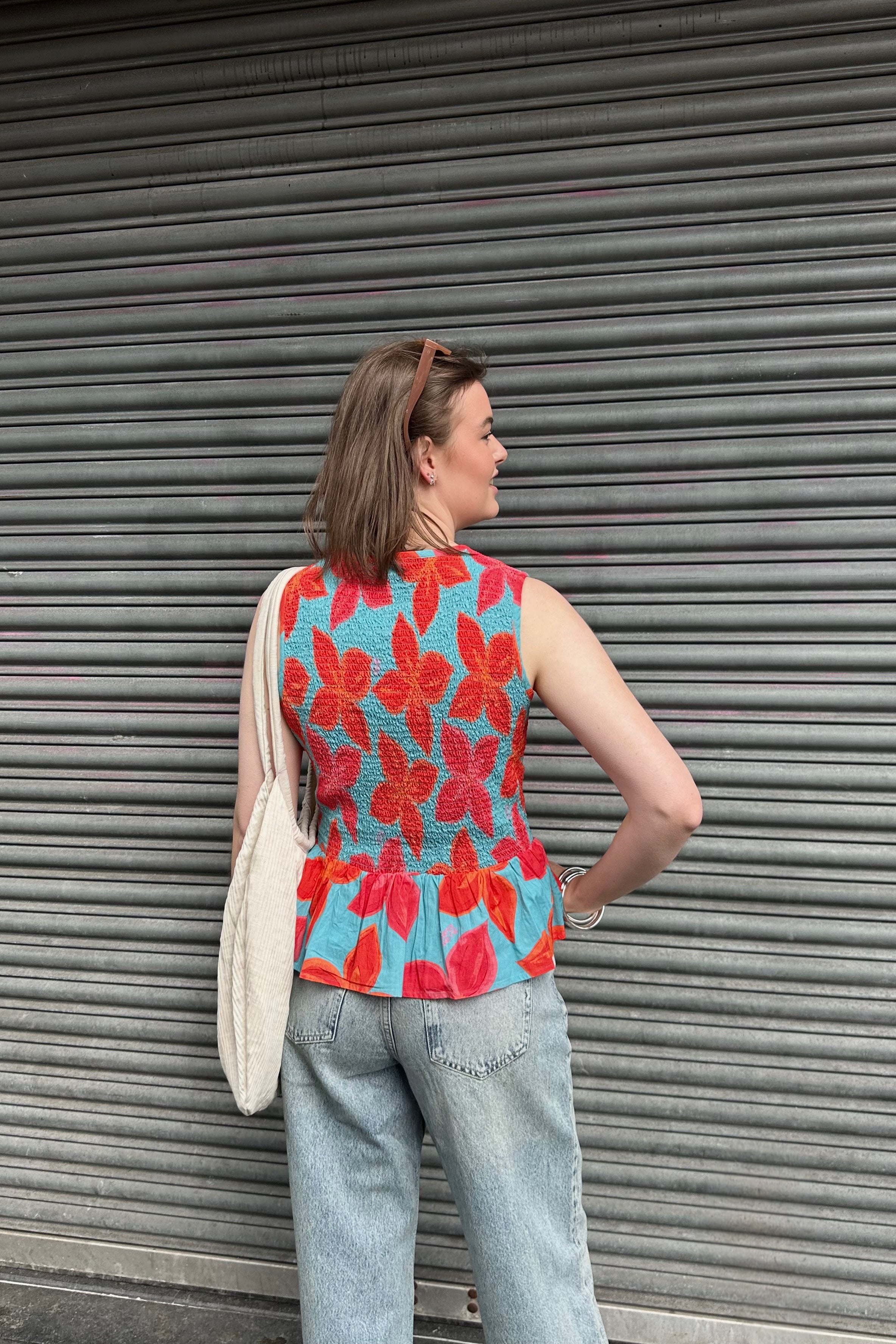 Cindy Top - Blauw/Oranje
