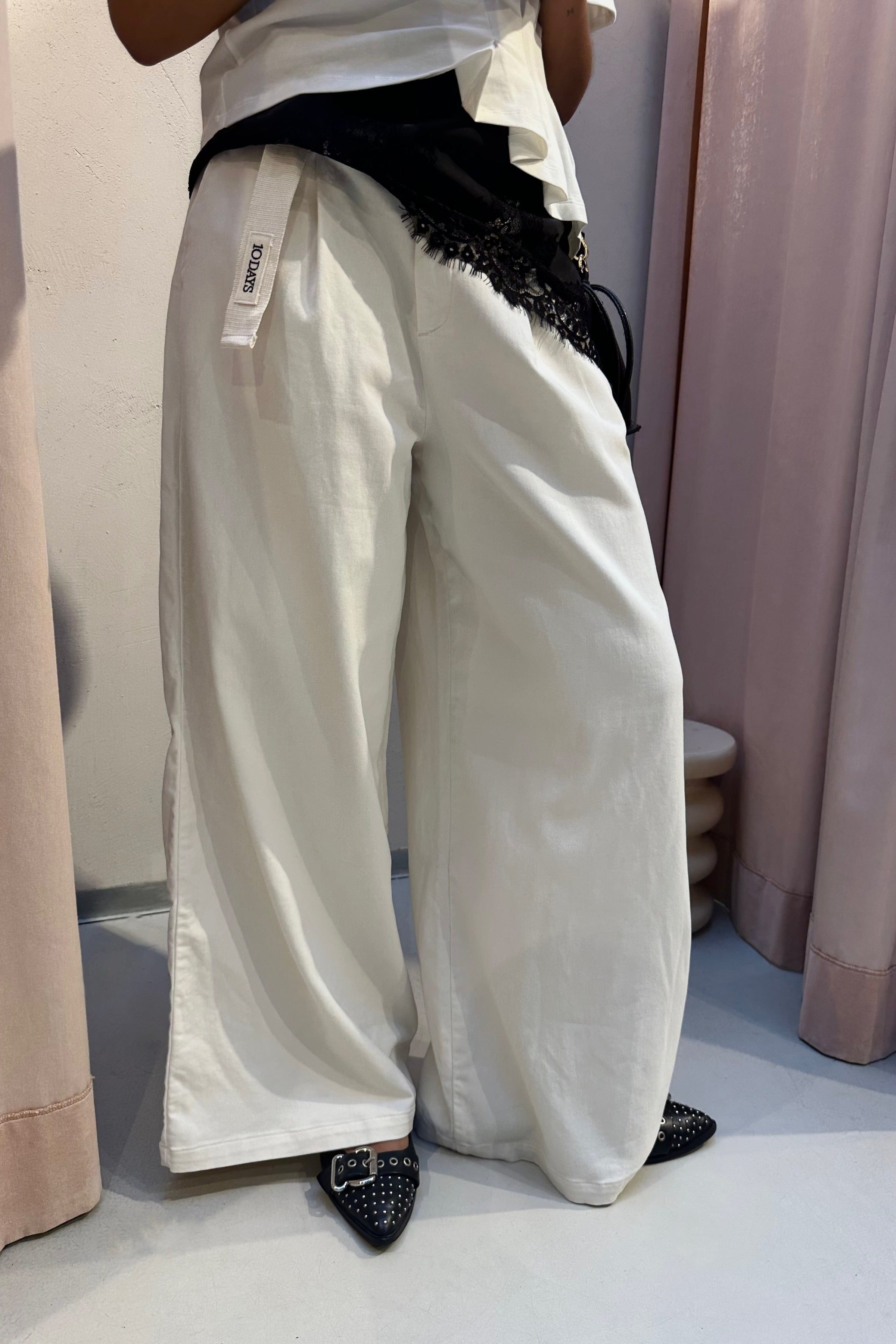 Wide Twill Pants - Beige