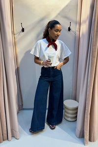 Jan Pallazo Jeans - Donkerblauw