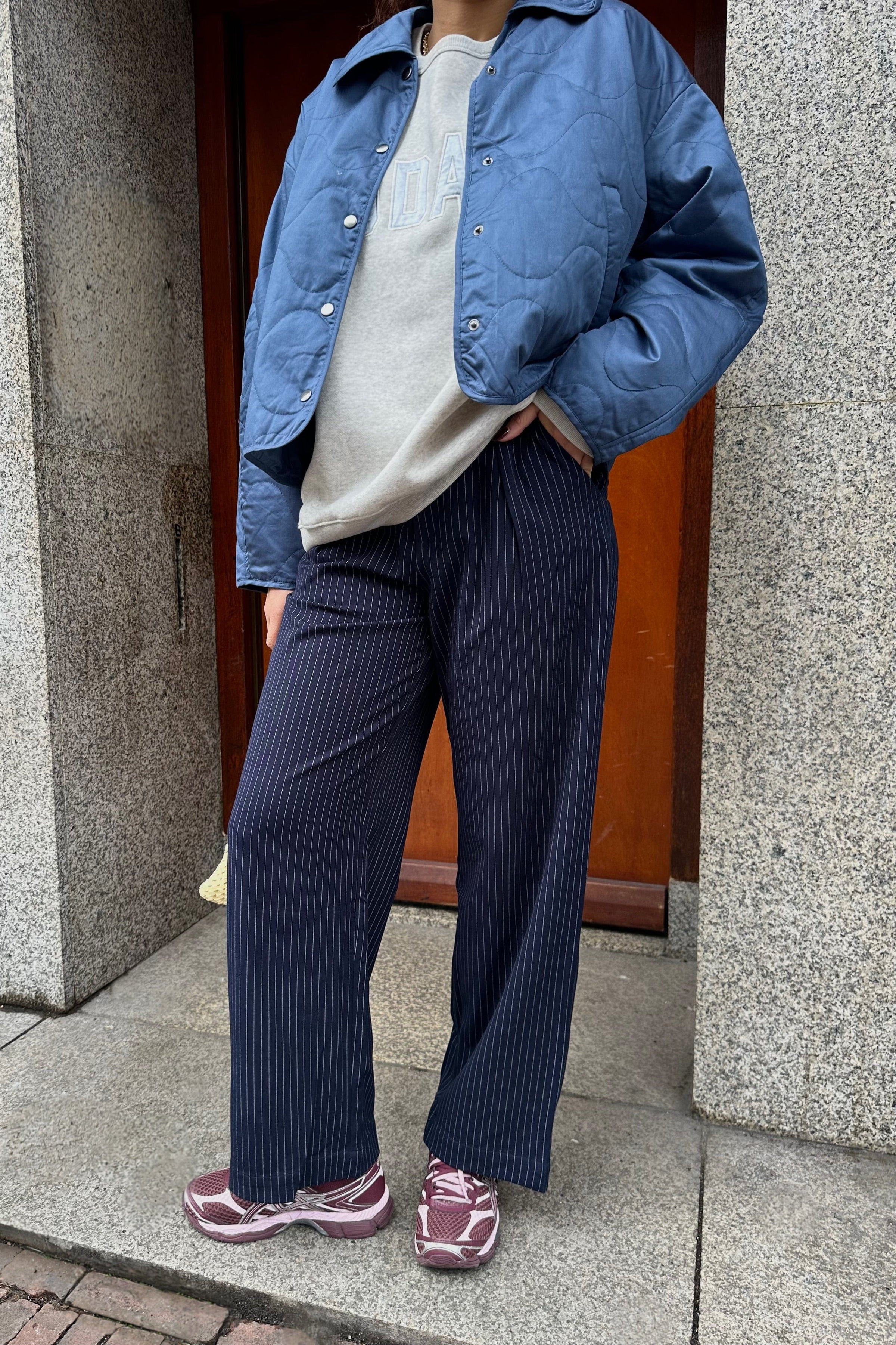 Arden Gestreepte Pantalon - Donkerblauw