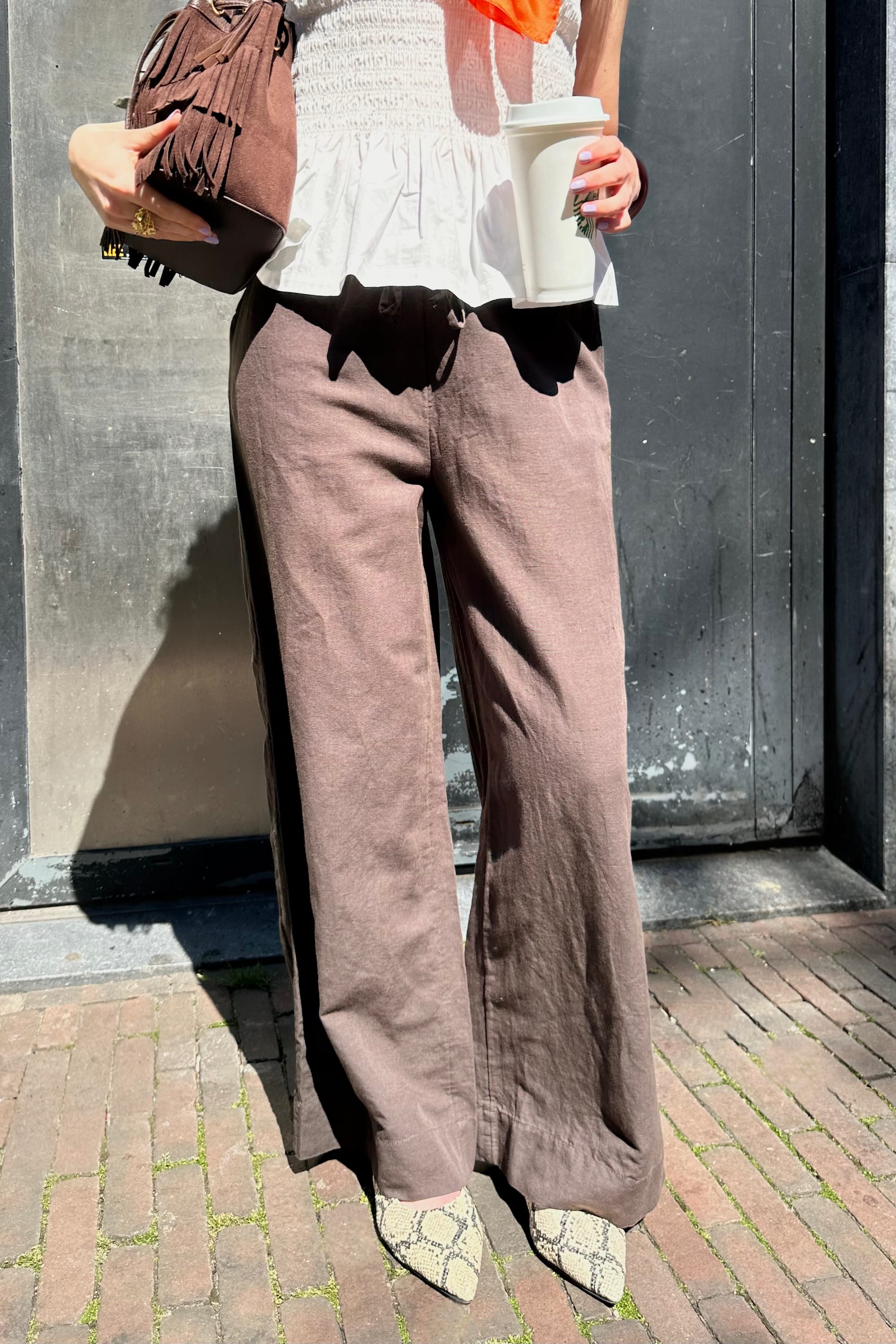 Heifa Linnen Broek - Donker Bruin