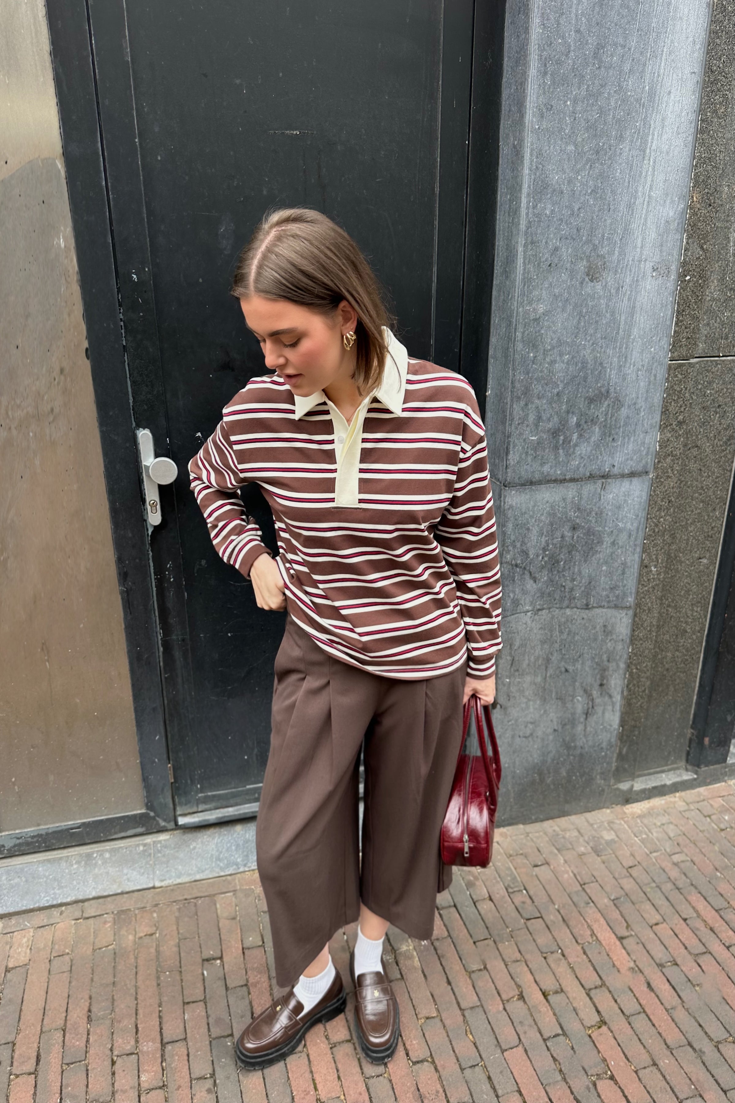 Terra Lange Mouwen Polo - Bruin