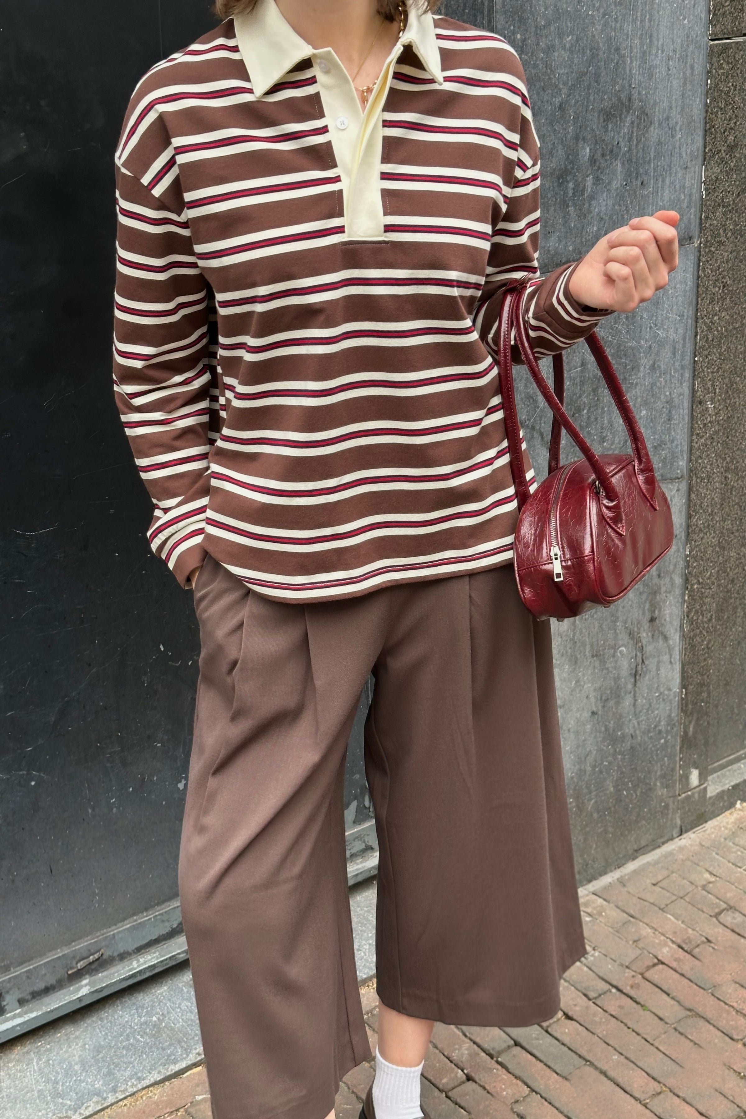 Terra Lange Mouwen Polo - Bruin