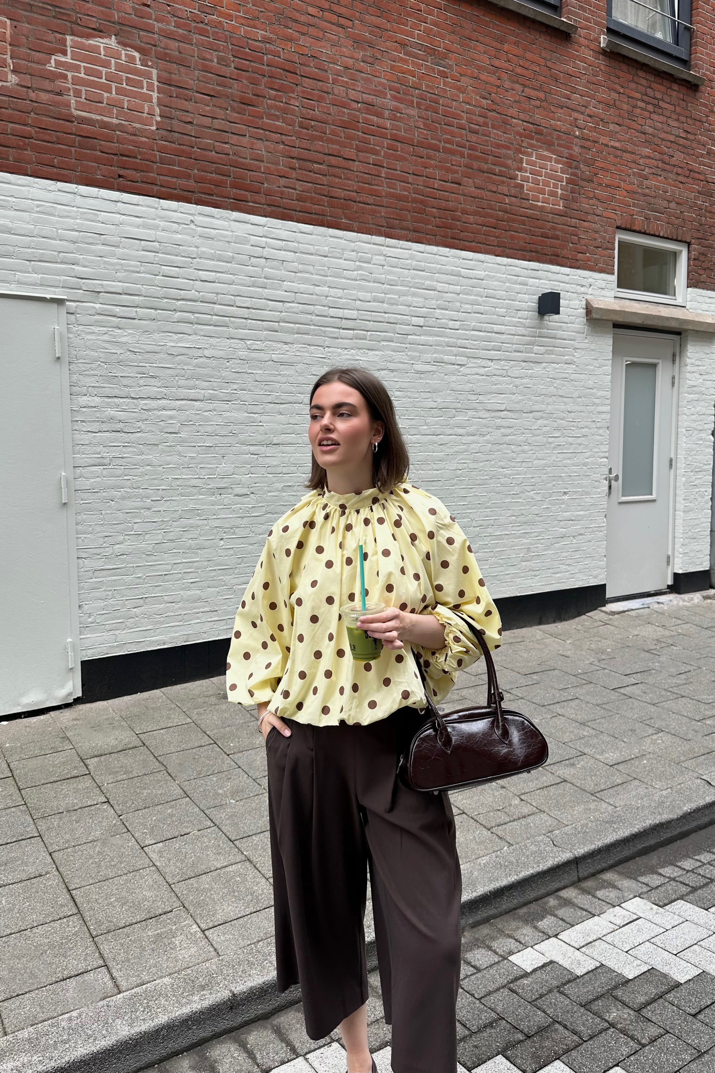 Clara Stippen Blouse - Geel/Bruin