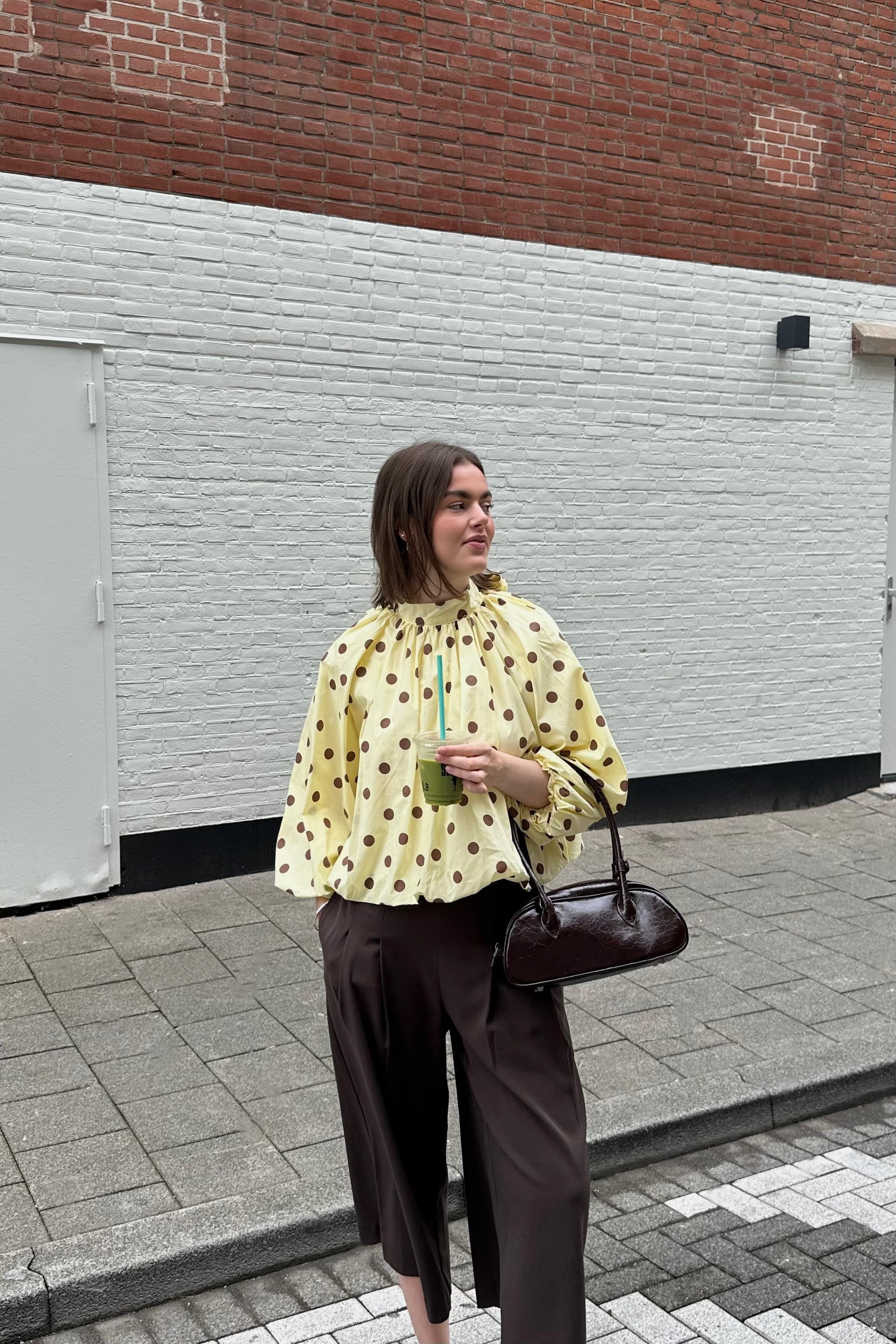 Clara Stippen Blouse - Geel/Bruin