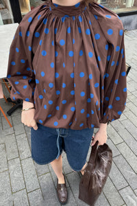 Clara Stippen Blouse - Bruin/Blauw