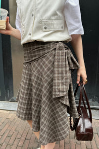 Sabella Geruite Rok - Bruin