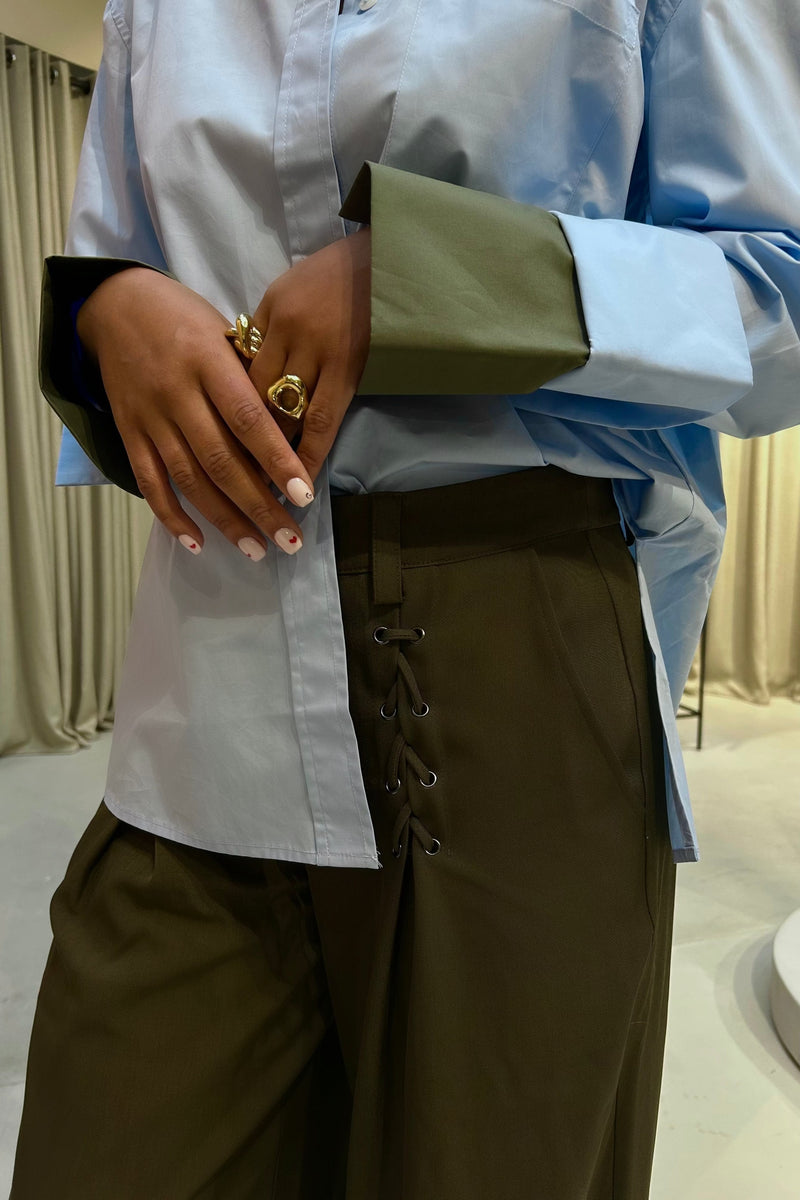 LunaCC Eyelet Pantalon - Olijf Groen