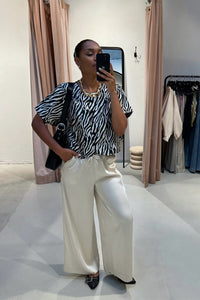 Sebba Satijnen Pantalon - Beige