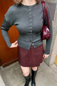 Elayne Faux Leather Skort - Bordeaux