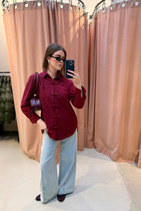 June Oversized Blouse - Burgundy