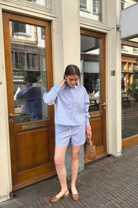 Delfia Gestreepte Blouse - Blauw/Wit