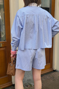 Camell Gestreepte Short - Blauw/Wit