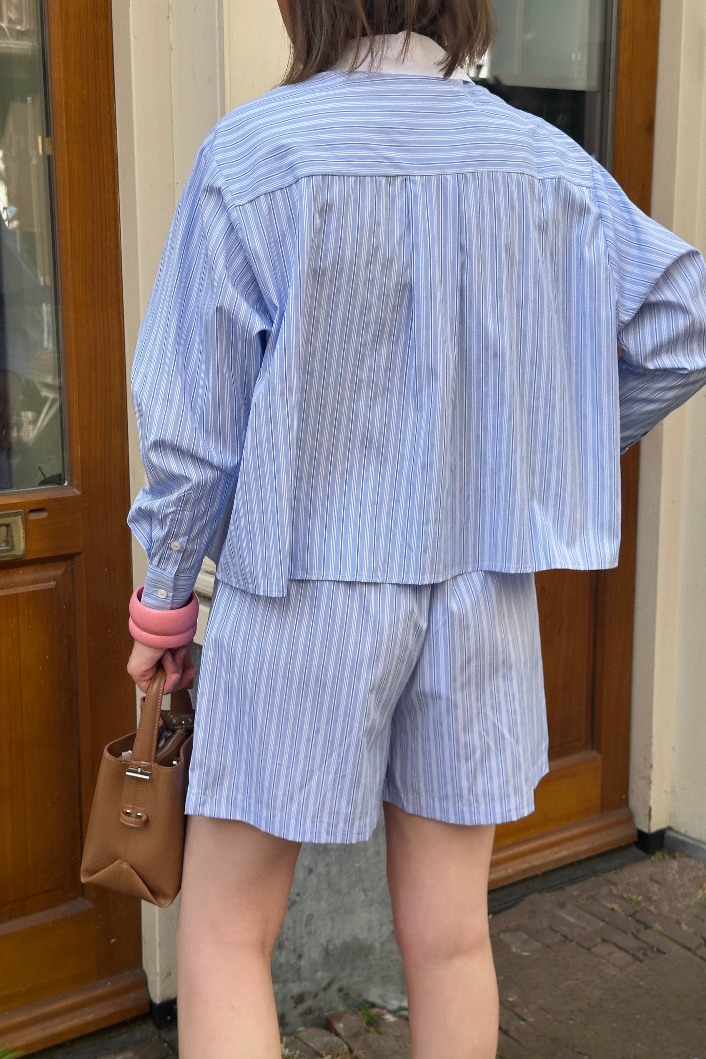 Camell Gestreepte Short - Blauw/Wit