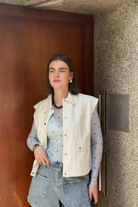 Ella Space Stippen Top - Licht Blauw