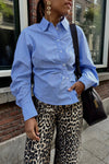 Neoella Flannel Blouse - Licht Blauw