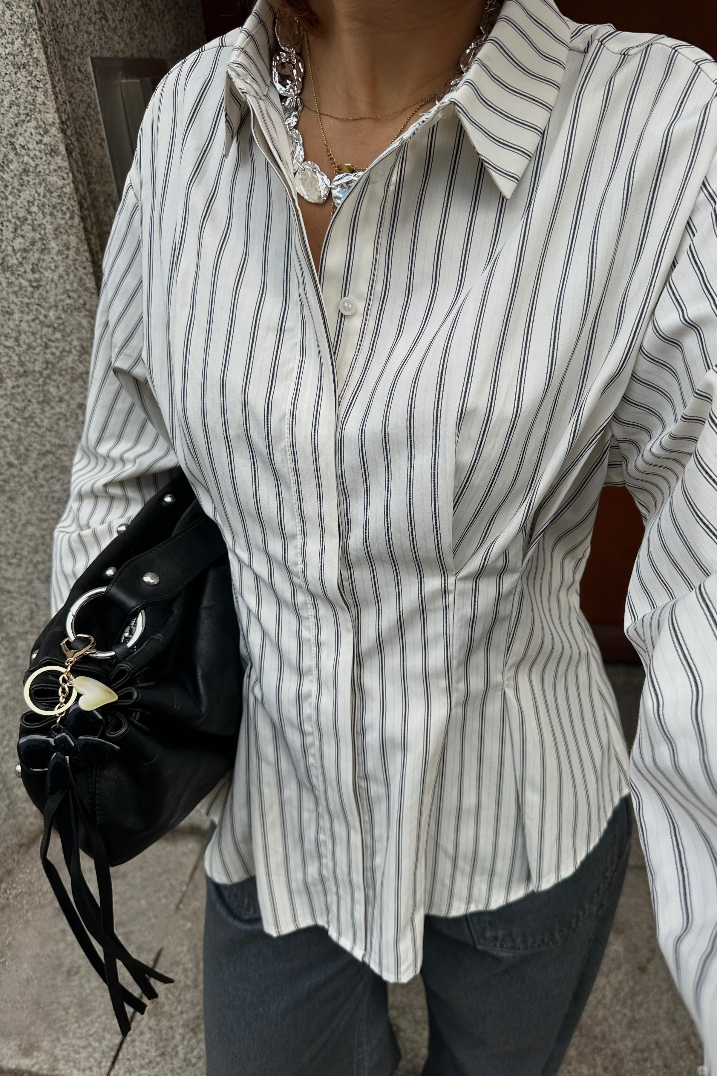 Lytra Stripe Shirt - Creme/Zwart