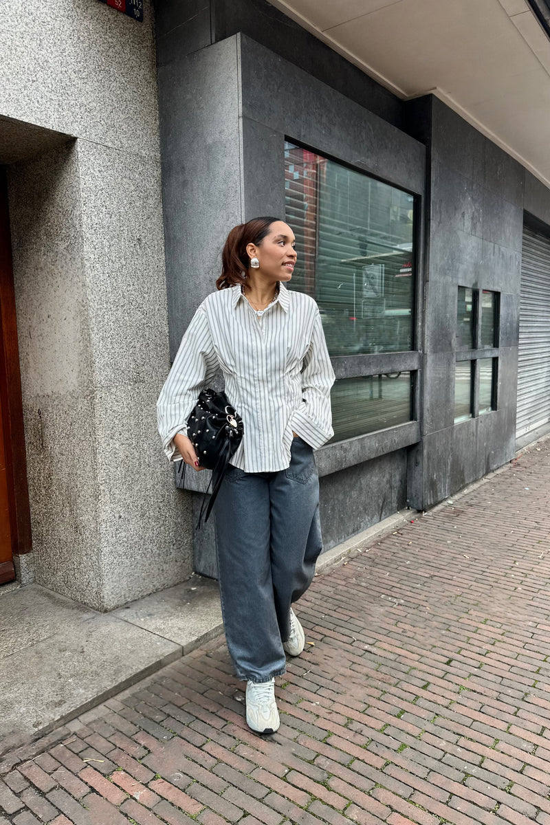 Lytra Stripe Shirt - Creme/Zwart