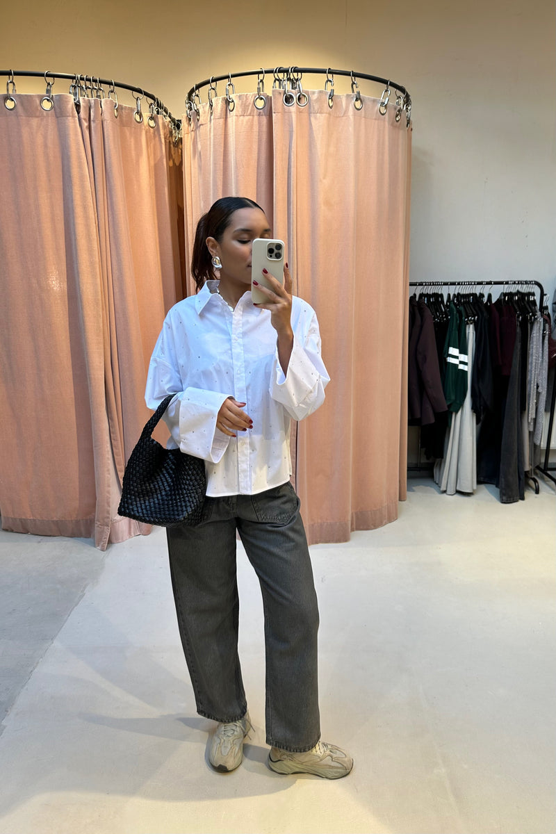 LeniCC Wide Cuff Stone Blouse - Wit