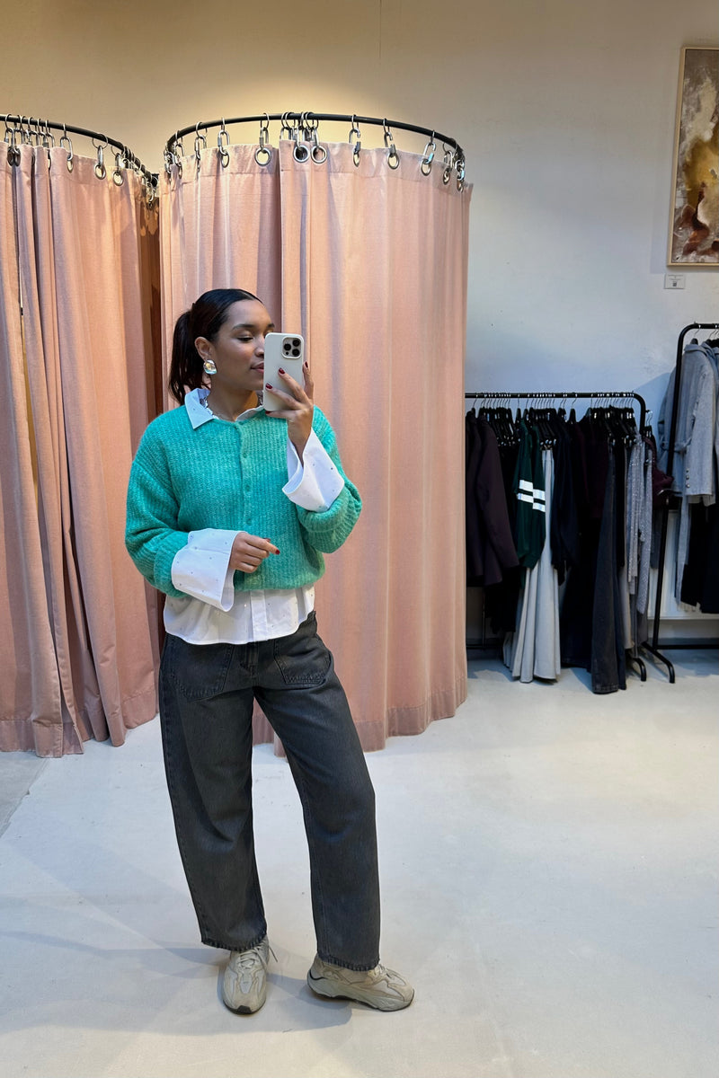 LeniCC Wide Cuff Stone Blouse - Wit