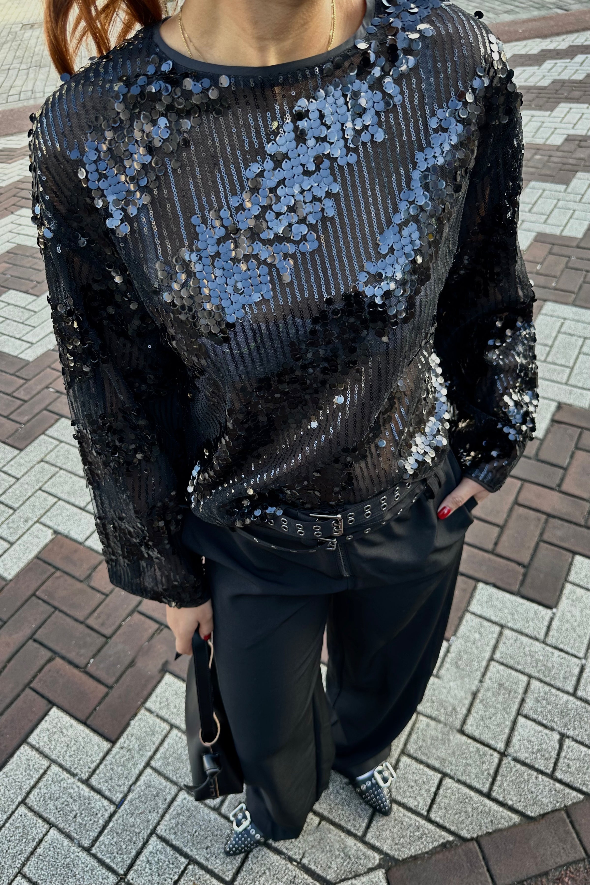 Xavia Glitter Top - Zwart