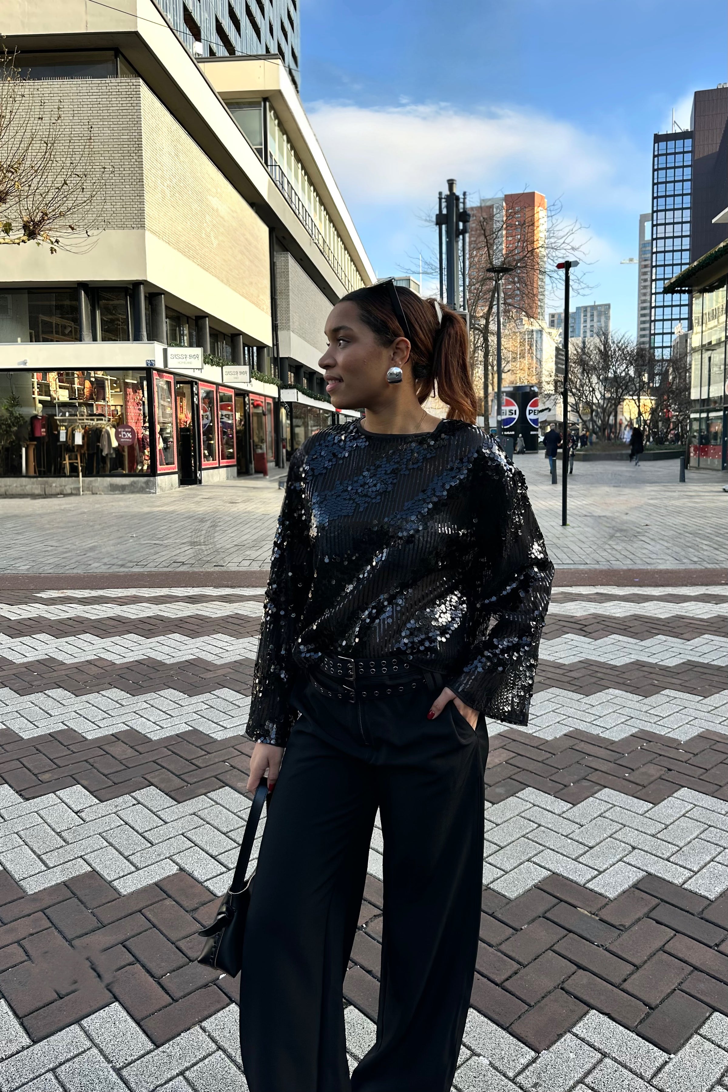 Xavia Glitter Top - Zwart