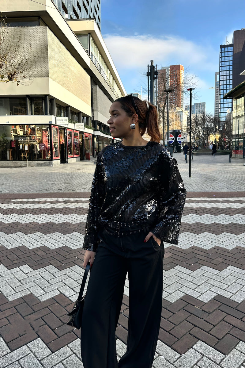 Xavia Glitter Top - Zwart