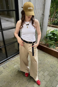 Wide Twill Pants - Taupe