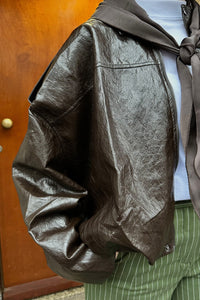 Noor faux leren jas - bruin