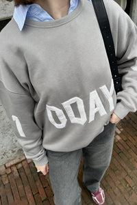 Statement Sweater Logo - Grijs